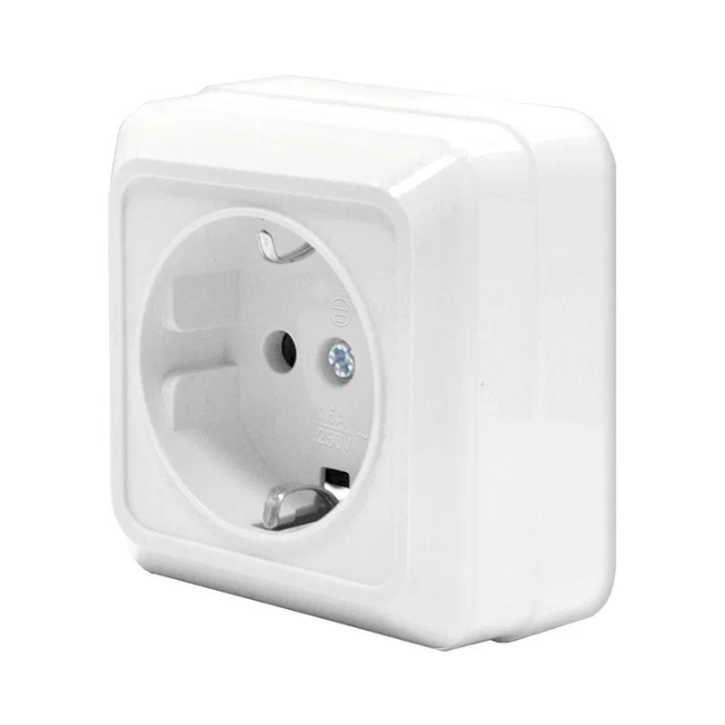 Розетка о/у Олимп О0028, 1 гнездо, с/з, белая