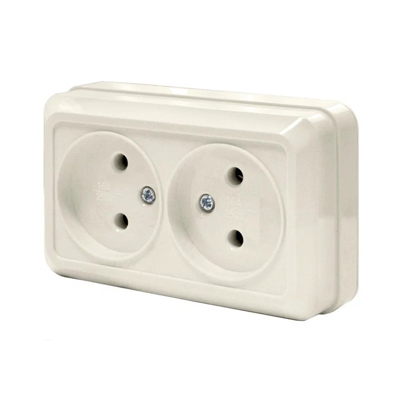 Розетка о/у Олимп Б-О0102, 2 гнезда, б/з, слоновая кость
