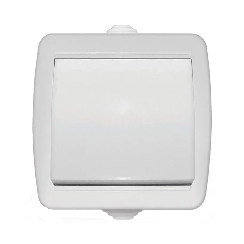 Выключатель о/у Клио К2221, 1 клавиша, б/инд, IP44, белый