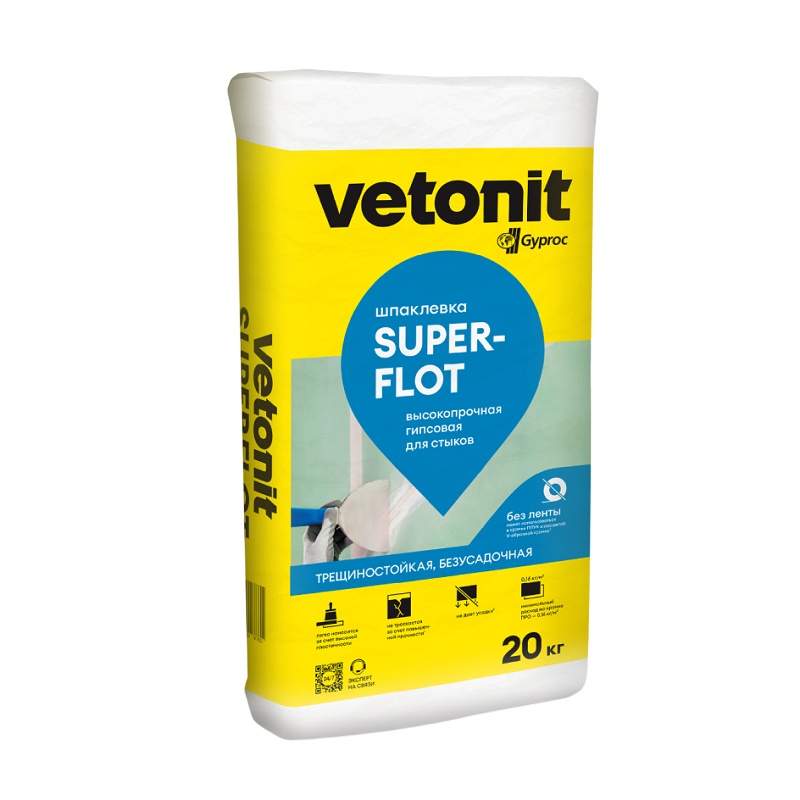 Шпаклевка гипсовая для стыков Vetonit Superflot, 25 кг