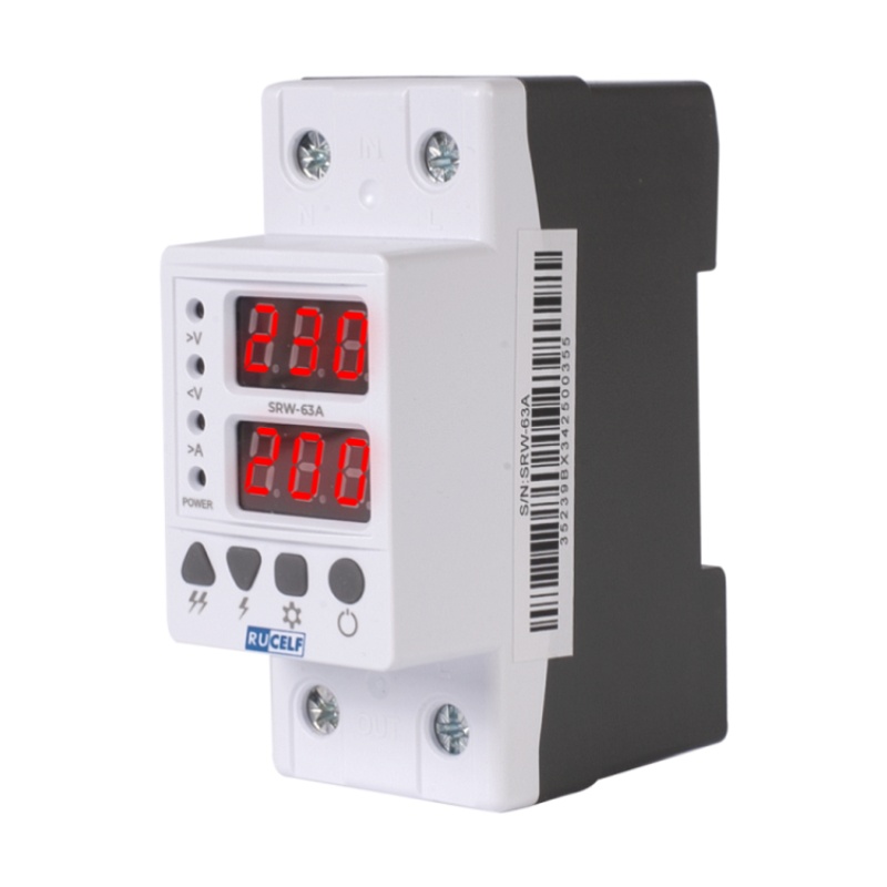 Реле напряжения и тока модульное Rucelf с дисплеем, 230В, 63А