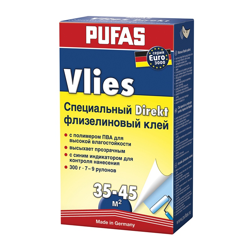 Клей для обоев флизелиновый Pufas Euro 3000 Vlies Direkt (0,3 кг)