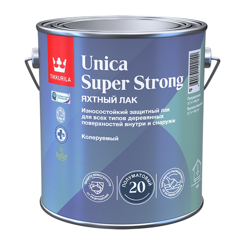 Лак Tikkurila Unica Super Strong EP полуматовый (2,7 л)