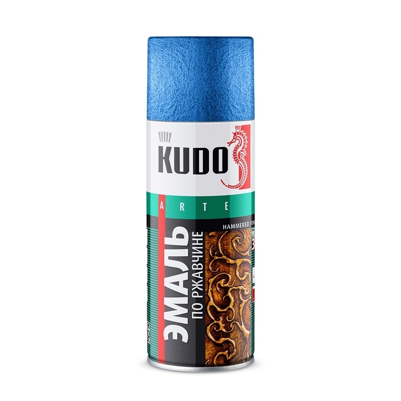 Эмаль по ржавчине Kudo KU-3011 молотковая серебристо-синяя (0,52 л)