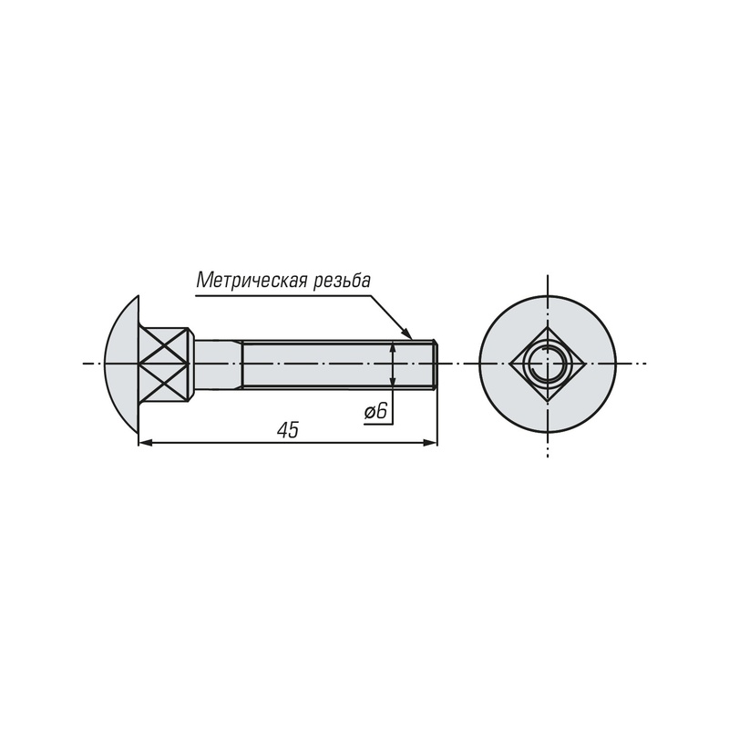 Болт мебельный SWFS DIN603 М6х45 (2000 шт)