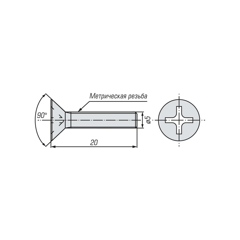 Винт SWFS DIN965 М5х20 (12 шт) пакетик