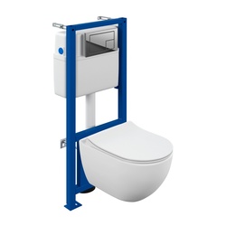 Комплект инсталляции Cersanit Link Pro с кнопкой Corner, унитаз Brasko Smart Slim ML