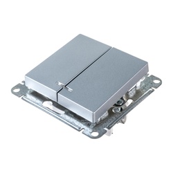 Выключатель с/у Atlasdesign ATN000353, 2 клавиши, с/инд, алюминий