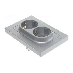 Розетка с/у Atlasdesign ATN000324, 2 гнезда, с/з, алюминий