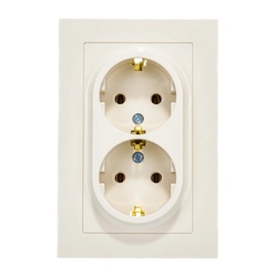 Розетка с/у Atlasdesign ATN000224, 2 гнезда, с/з, бежевая