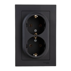 Розетка с/у Atlasdesign ATN001024, 2 гнезда, с/з, карбон