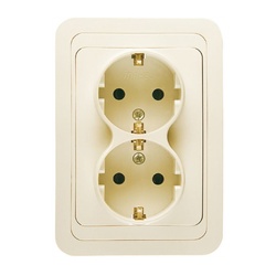 Розетка с/у Mimoza 25082, 2 гнезда, c/з, кремовая