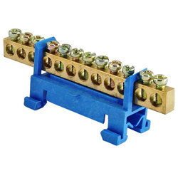 Шина "N" нулевая с изолятором на DIN-рейку 100А, 6х9 мм (12 отв.)