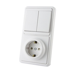 Блок БКВР с/у SQ1813-0002, 2 клавиши + 1 гнездо с/з, з/ш, белый