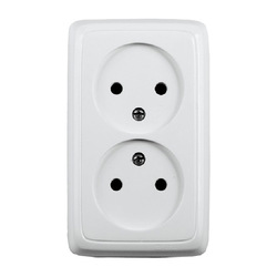 Розетка о/у Alfa РА16-143, 2 гнезда, б/з, белая