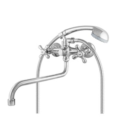 Смеситель для ванны Klip 707 с аксессуарами, крестообразный маховик