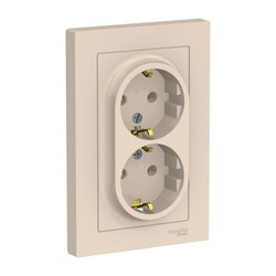 Розетка с/у Atlasdesign ATN000224, 2 гнезда, с/з, бежевая