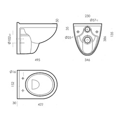 Унитаз Sanita Luxe Бест DM, горизонт. выпуск, 500х350х410 мм